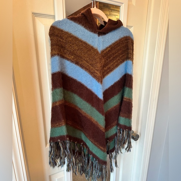 NWT🤎Free People Striped Turtleneck Poncho One Size - Picture 5 of 8
